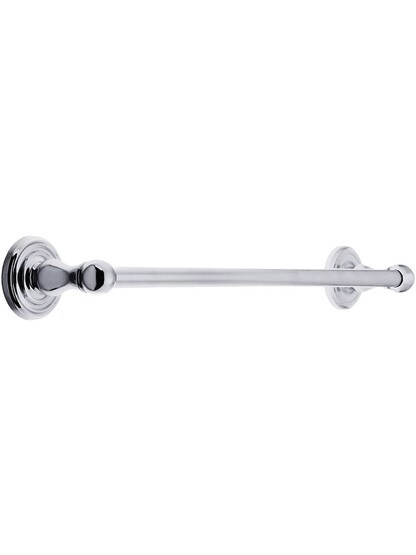 18 inch Brass Towel Bar with Classic Rosettes in Polished Chrome.